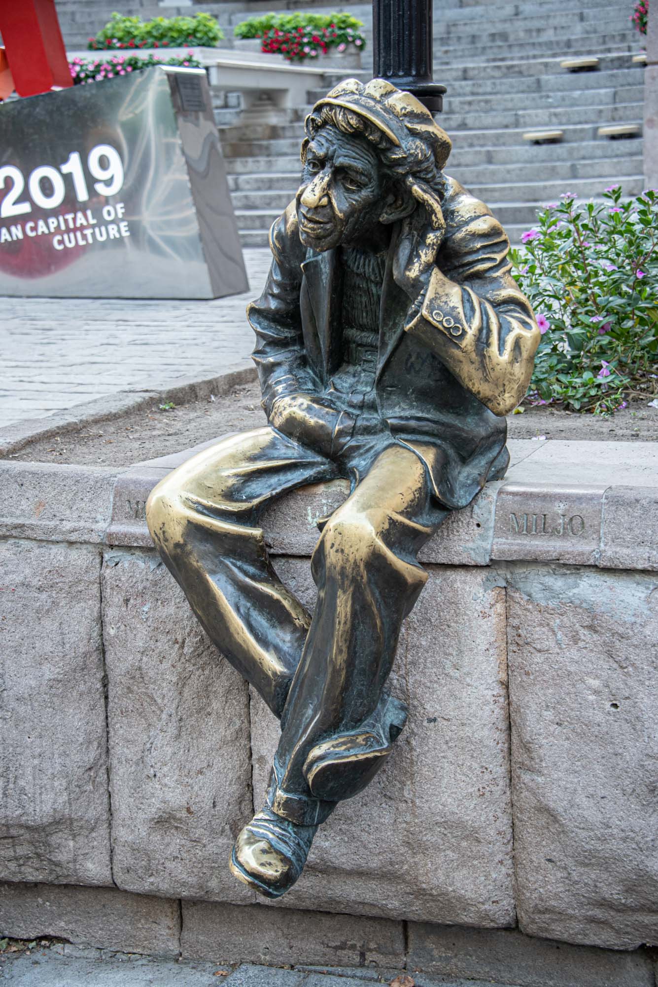 Milyo Miljo bronze statue Plovdiv Bulgaria