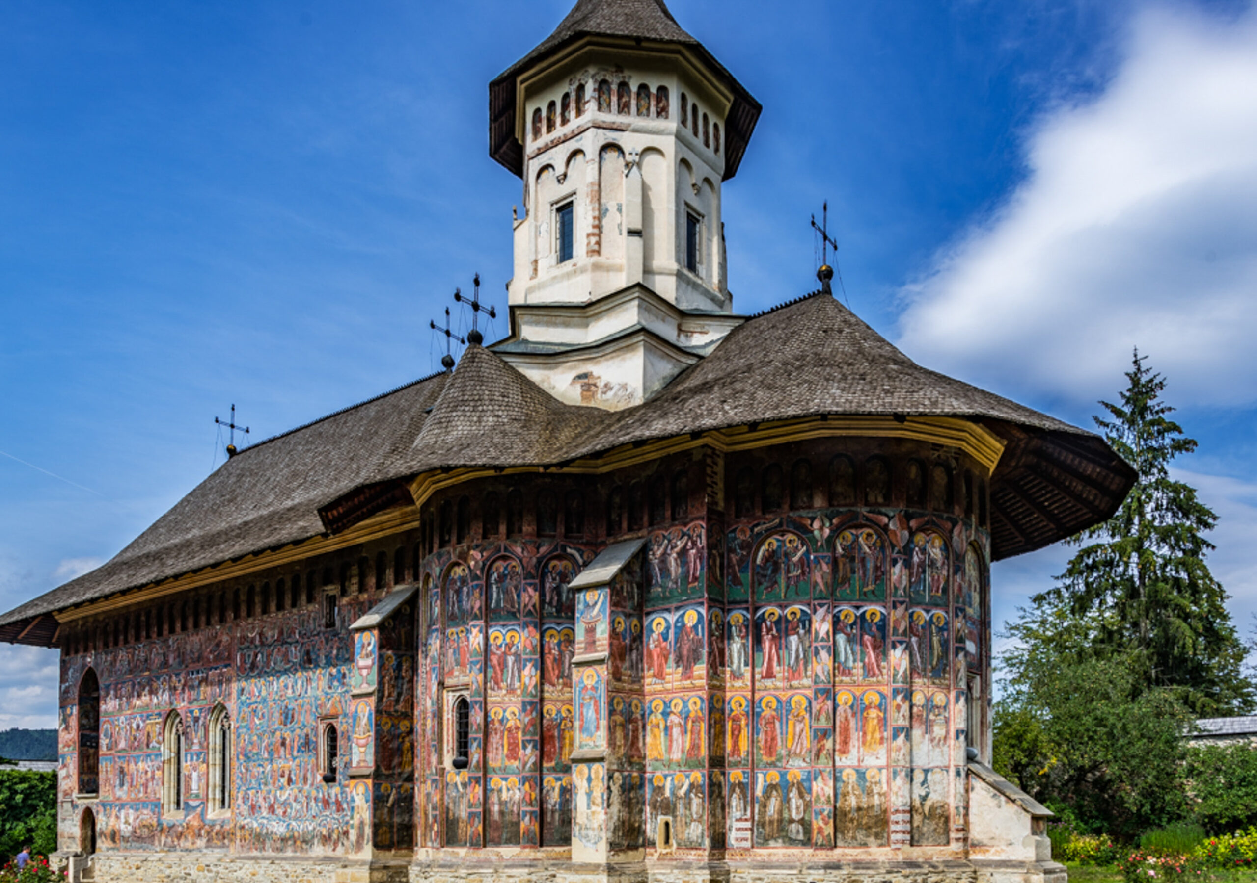 Moldovita Church shows off its exterior Biblical murals
