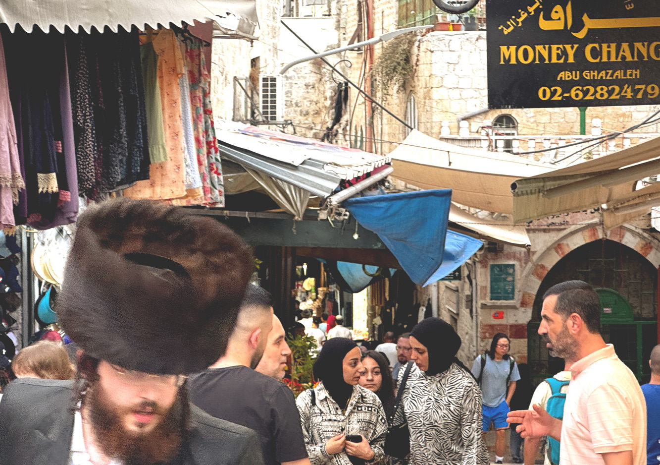 A crowded street near Old City Jerusalem’s Damascus Gate.