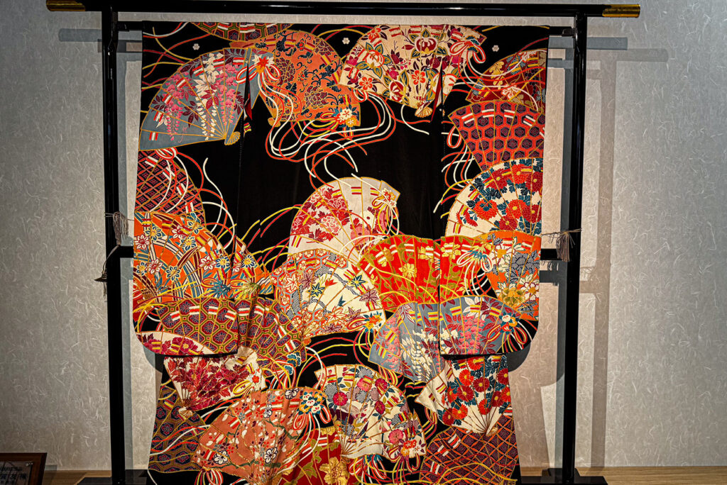 The craft of making embroidered silk kimonos developed during the Samurai Period about a thousand years ago. Kimono Museum, Kanazawa