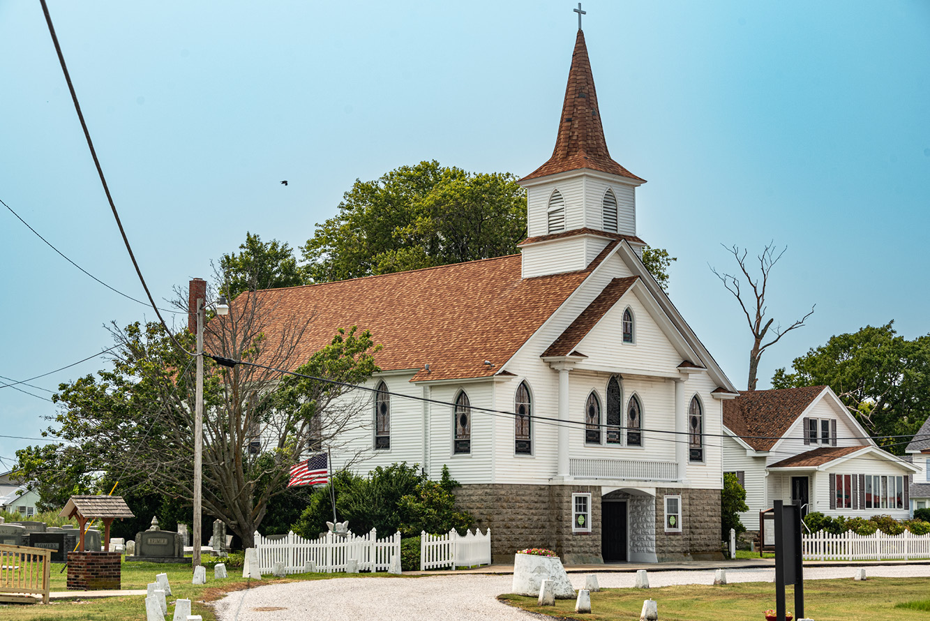 Smith Island Methodist Church is one of two remaining  houses of worship