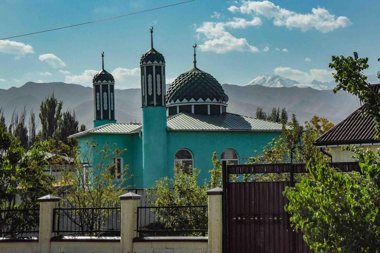 A mosque in a rural village attracts worshipers from the area